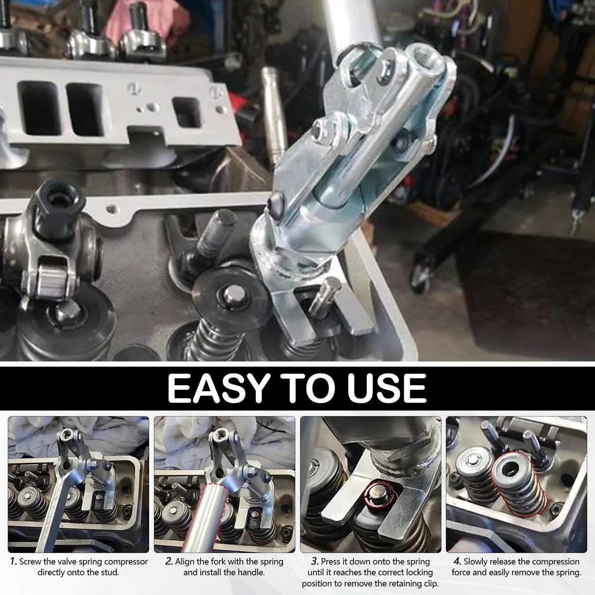Herramienta Compresora De Resortes De Válvula, 66784, para Montaje De Pernos De Motor Compatible con Pernos De Balancín De 3/8" Y 7/16" Instalación Y Extracción De Resortes De Válvula