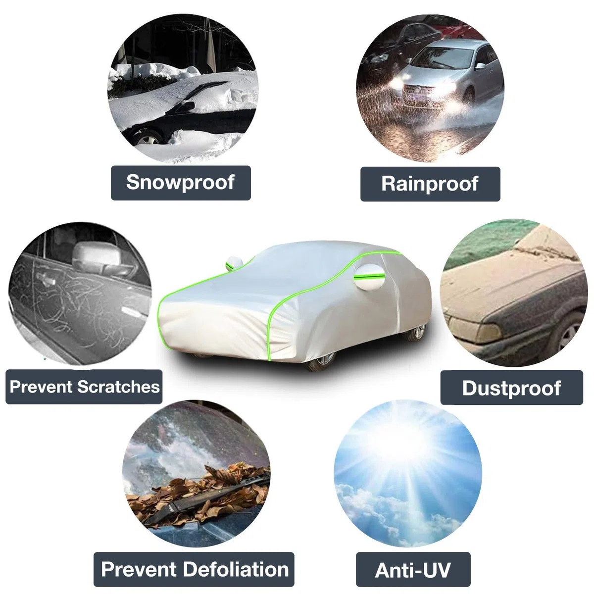 Funda Coche para Toyot𝐚 Land Cruiser 120 2002-2009(448.5×188.5×183cm)，Funda para Coche，Funda de Coche para Exterior Impermeable Transpirable Sol Lluvia UV Polvo Protección contra Todo Clima.