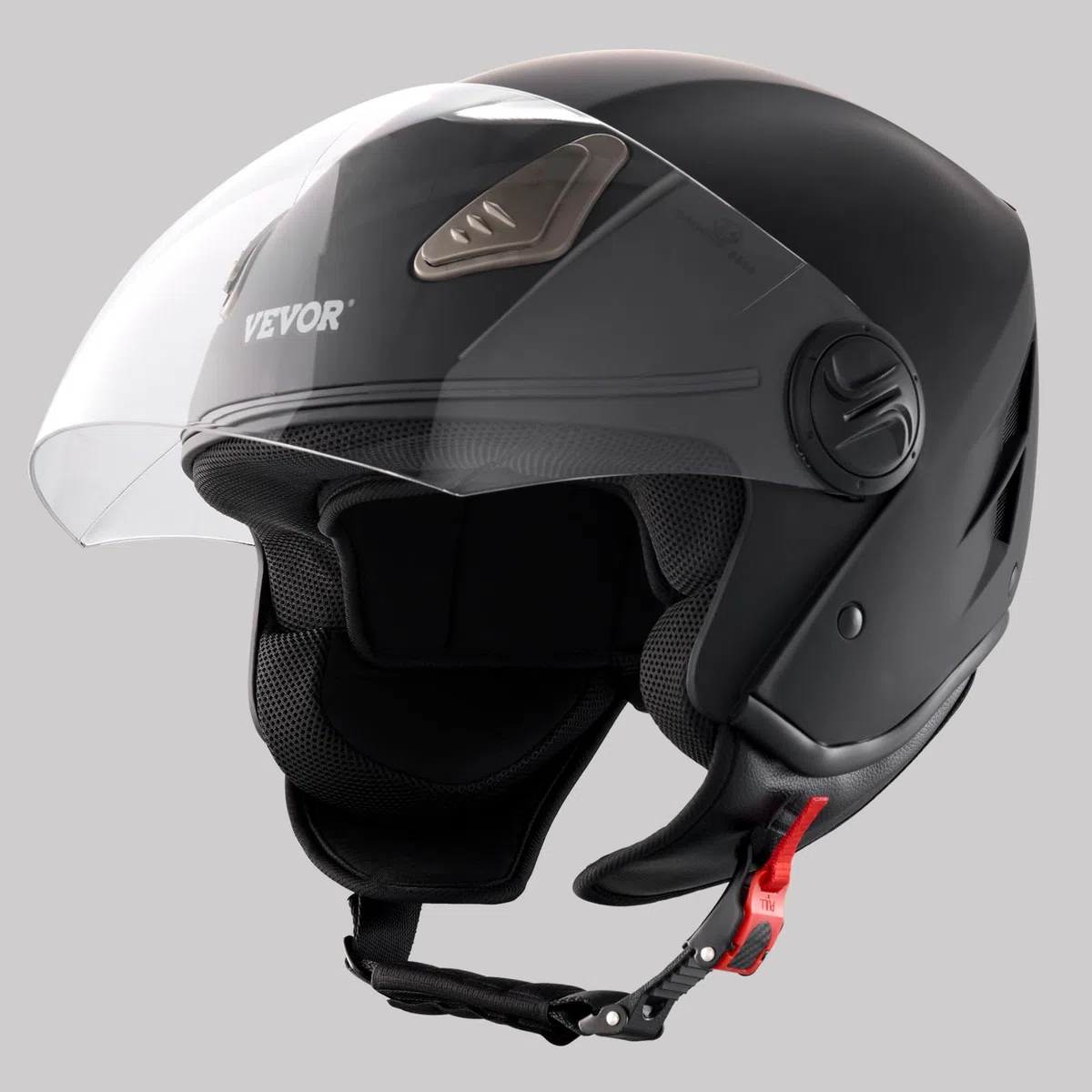 VEVOR Casco de Motocicleta, 3/4 de Cara, ABS y de Alta Densidad con Ranura para Bluetooth y Lentes Intercambiables, Cómodo Casco de Motocross, Apto para Jóvenes y Adultos, 347 x 275 x 238 mm