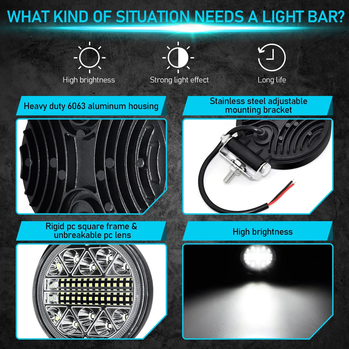 Dinfu Redonda Offroad Flood lumière de 4 "102W Techo de conducción todoterreno con trabajo luz antiniebla para Jeep, SUV, camión, cazadores