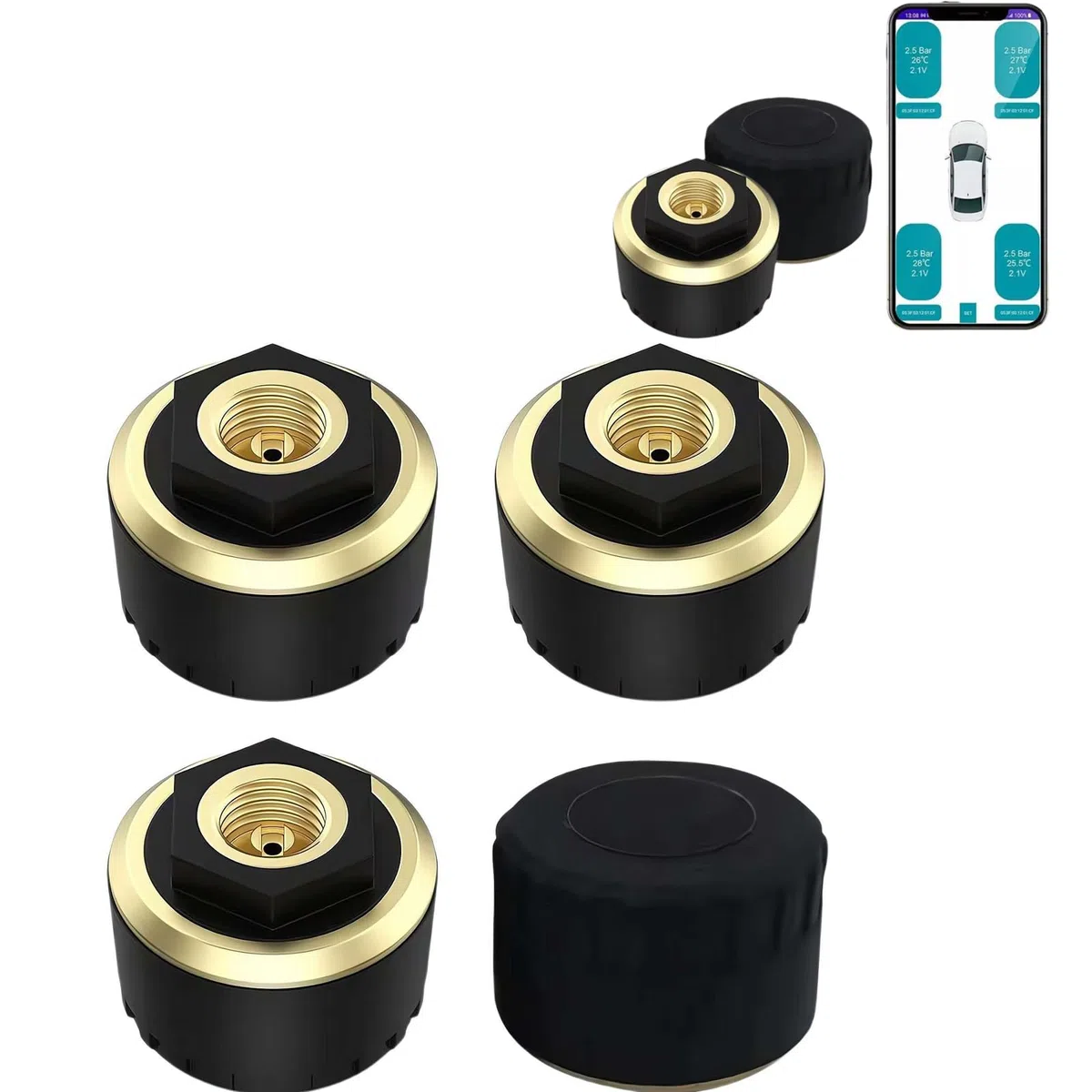 Sistema de monitoreo de presión de neumáticos, TPMS, sensor inalámbrico de presión de neumáticos en tiempo real, Bluetooth, monitor de presión de neumáticos TPMS para coches, bicicletas,