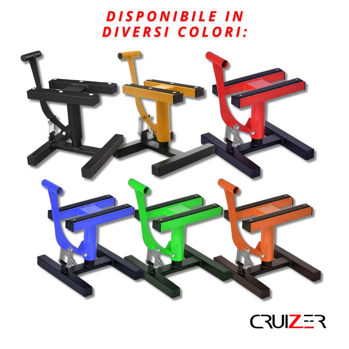 CRUIZER Caballete central amarillo para moto, motocross, enduro, motard, mantenimiento, carga máxima 200 kg, colores surtidos (amarillo)