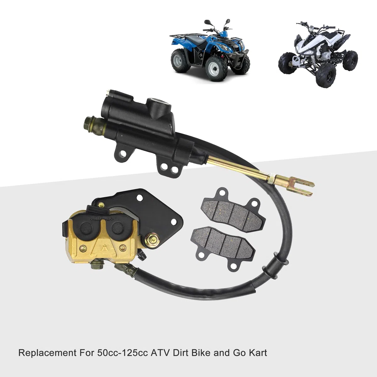 GOOFIT Conjunto De Cilindro Maestro De Freno De Disco Trasero Con Pastillas De Freno Reemplazo Para VehíCulos Todoterreno Atv De 50cc 70cc 90cc 110cc 125cc