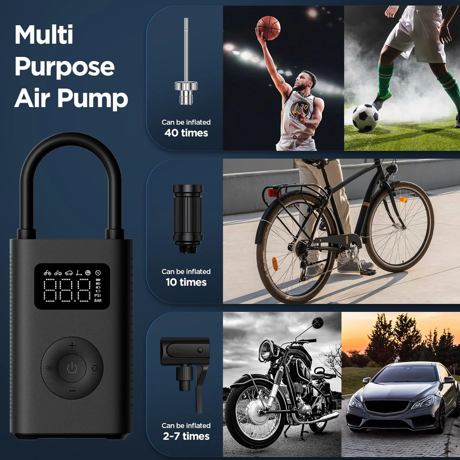 Nuevo Mi Mijia Portable Electric Air Compressor 2D,Compresor de aire Portátil (0.2 10.3 bar/3-150 psi, 6 Modos, Batería de 2000mAh, 14.4Wh, Carga USB-C, Pantalla LED)(Compresor de aire 2D)