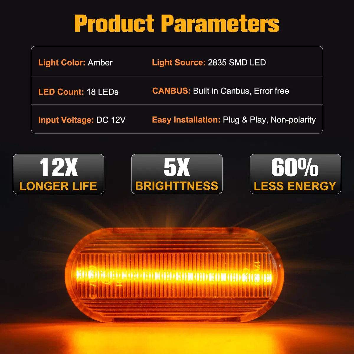 POPMOTORZ LED Dinamicos Intermitentes Laterales, Luces de Giro LED Intermitentes para VW Golf MK3 MK4 J-etta P-assat B4/5 SEAT Altea MK1 Ibiza MK2 MK3 MK4 Ford Fiesta MK5 Focus, 2 Piezas