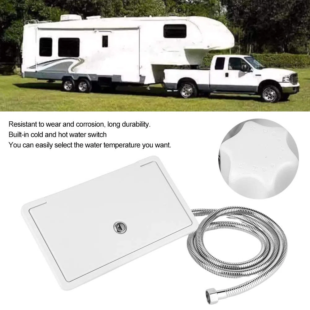 Caja de Ducha para Caravana, Caja de Ducha Exterior con Interruptor de Frío y Calor con Kit de 2 Llaves para Caravana de Autocaravanas de Barcos Marinos