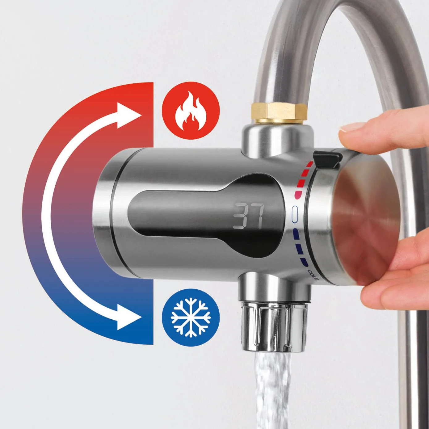 MAXXMEE Calentador de agua compacto | Calentador de agua de acero inoxidable para casi cualquier conexión de agua | Con espiral de calefacción