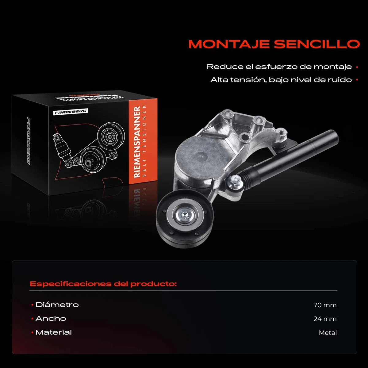 Frankberg Polea guía de rodillos Diesel Compatible con Golf IV 1J1 1.9L O.c.t.a.v.i.a I Combi 1U5 1.9L A3 8L1 1.9L Leon 1M1 1.9L O.c.t.a.v.i.a I 1U2 1.9L Replace# 038903315C
