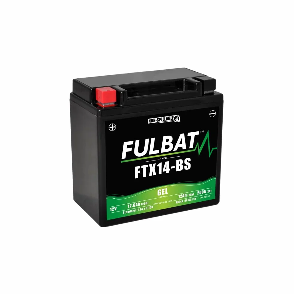 Fulbat - Batería moto Gel YTX14-BS/FTX14-BS 12V 12Ah