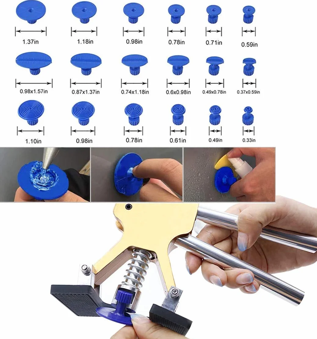 Dent Repair Kit Herramientas, eliminador de Abolladuras de Carrocería Kit 39pcs Herratamientas de Reparación Reparador de Abolladuras Tool Pluma de reparación de abolladuras y martillo de goma