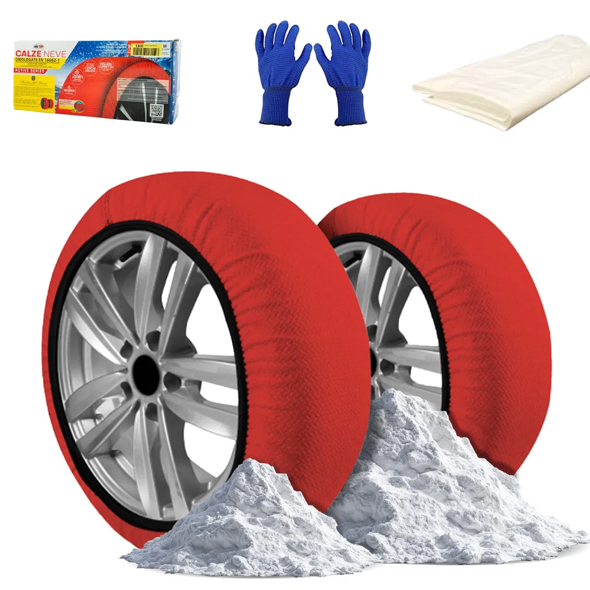 Cadena de nieve textil para neumaticos 2Pcs Talla XS - XXL Facil de Facil de instalar,Maxima distancia hasta 120 Kilometro (XL),Cert. EN16662-1