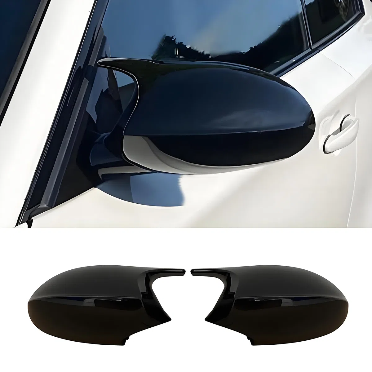 1 par de cubiertas traseras para espejos retrovisores de coche, reemplazo de espejos retrovisores para BMW E81 E82 E87 E88 E90 E91 2005-2008 E92 E93 2006-2009 PRE-LCI Facelift Negro Brillante