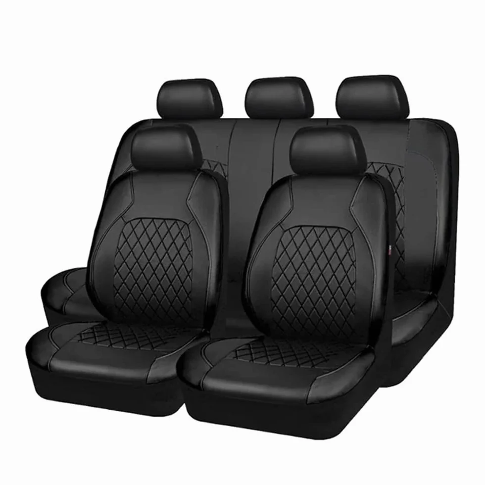 Fundas de asiento para coche, universal, de cuero PU, juego completo de accesorios para interior de automóviles, SUV, 9 unidades