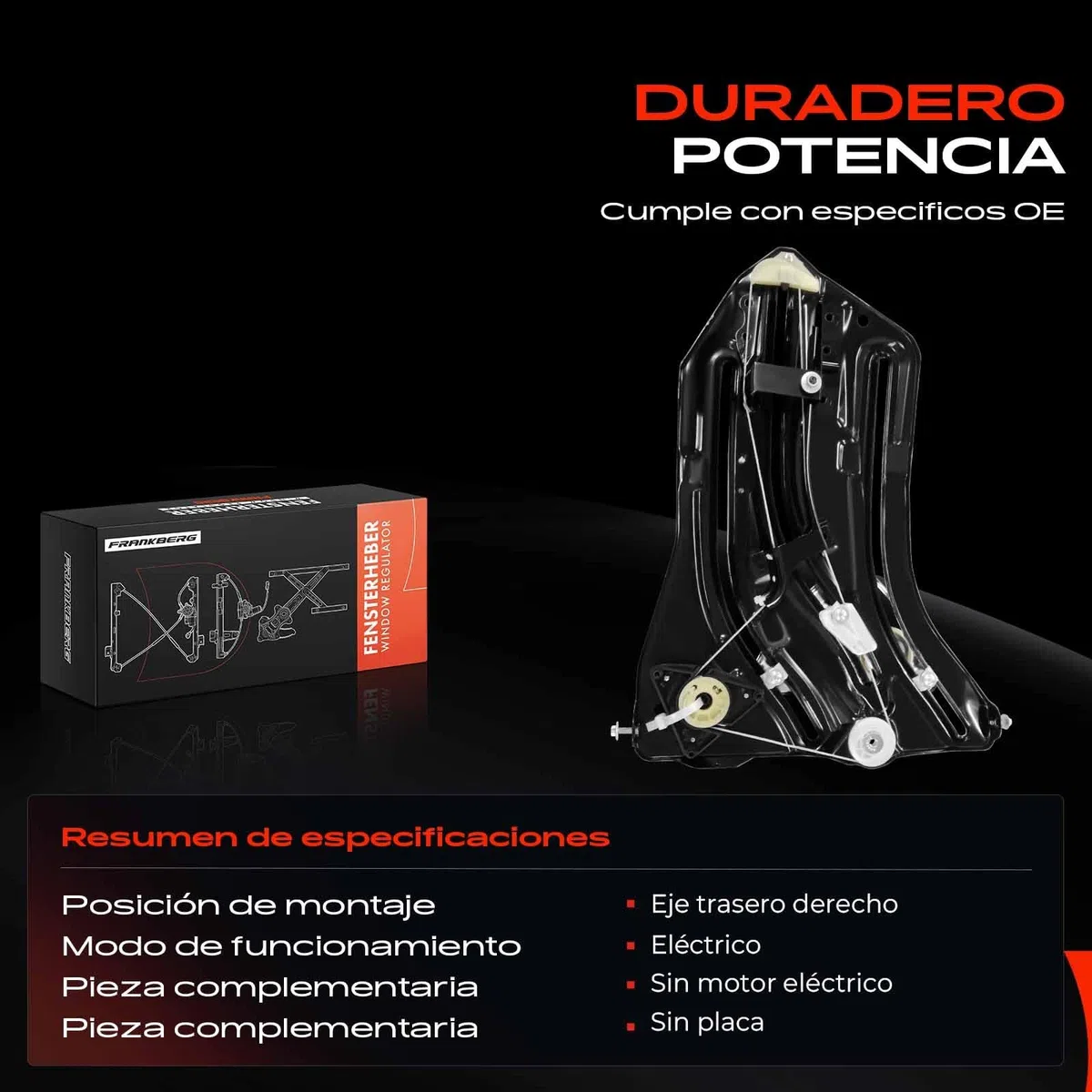 Frankberg Elevalunas Mecanismo elevalunas Eléctrico sin Motor Trasero derecho Sin placa 2-Puerta Compatible con Min.i cabrio R57 Min.i cabrio R52 Replace# 51377111018