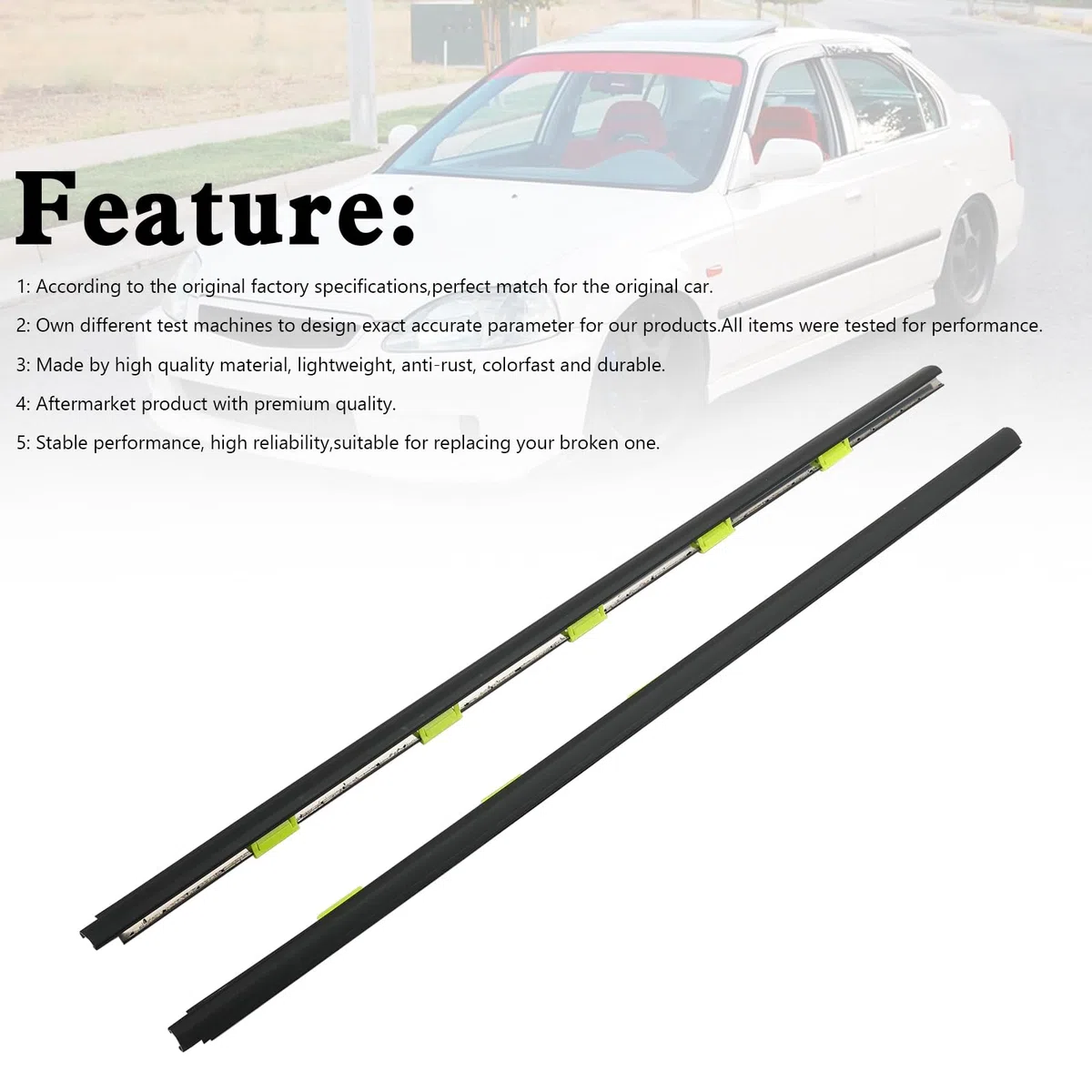L+R Door Window Weather Molding 72410-S03-003 Apto para Honda Civic EK 1996-2000