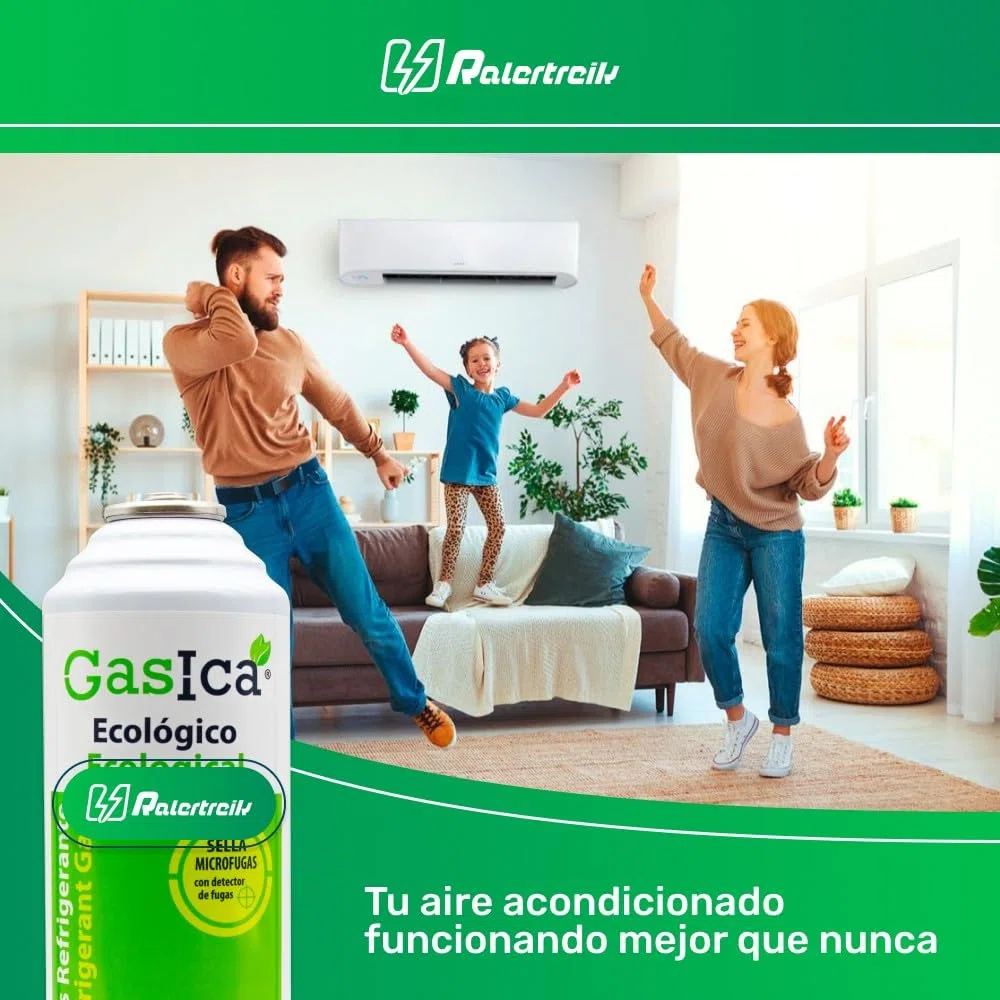 Pack Gasica V2 Gas Refrigerante Ecológico Sustituto del R22/R407/R32 y R410A (1 Botella + Llave)