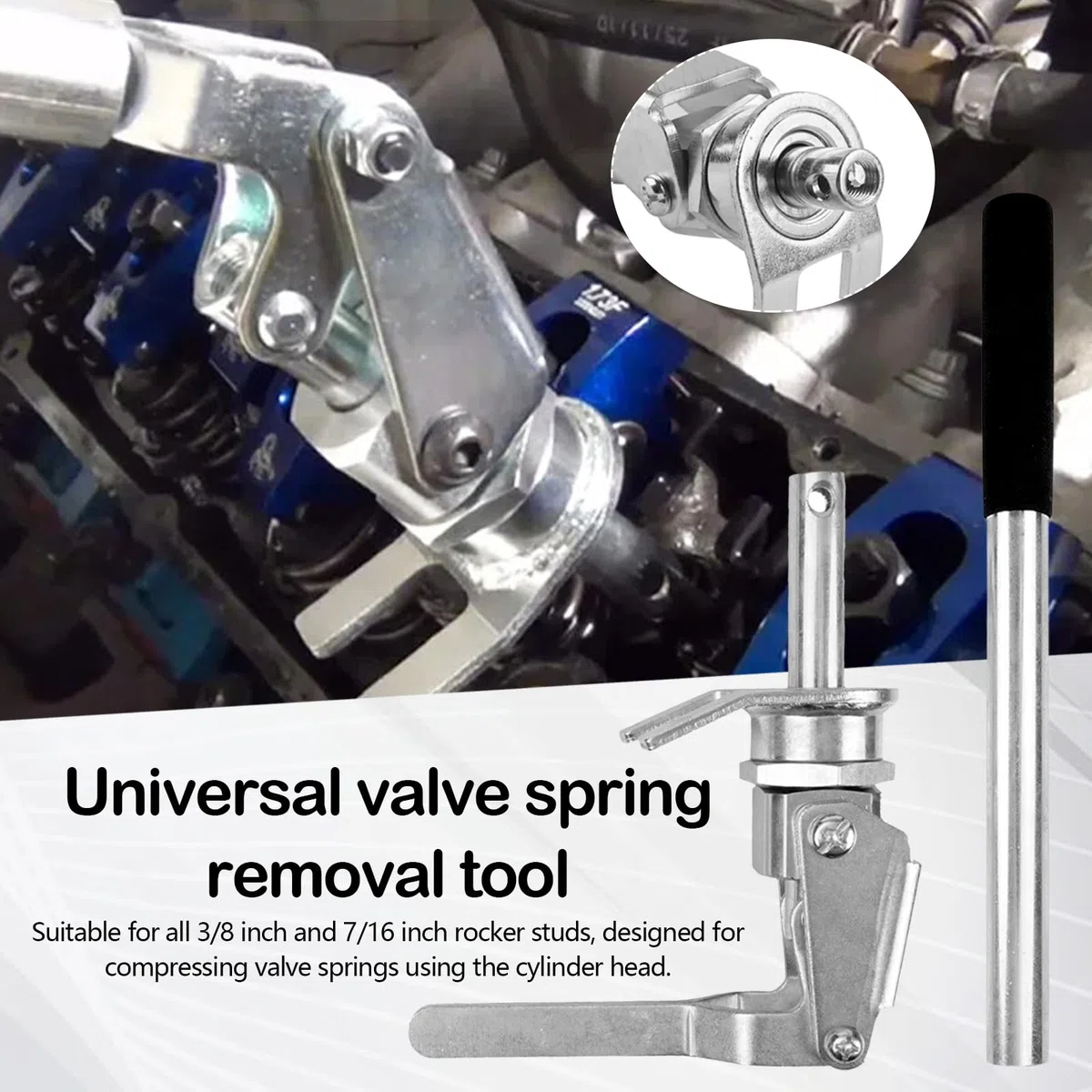Herramienta Compresora De Resortes De Válvula, 66784, para Montaje De Pernos De Motor Compatible con Pernos De Balancín De 3/8" Y 7/16" Instalación Y Extracción De Resortes De Válvula