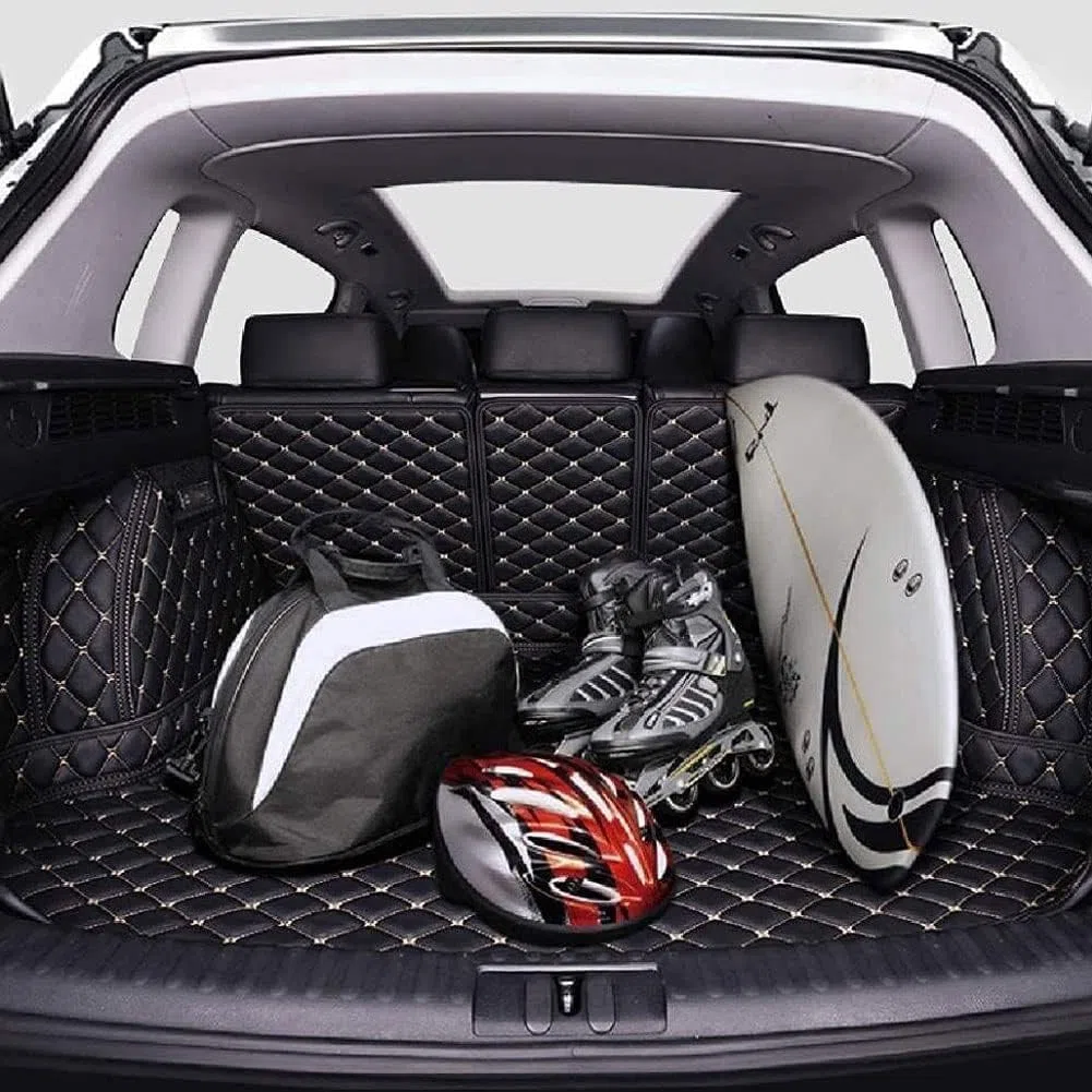 Coche Cuero Alfombrillas Maletero para Chery Omoda 5 C5 Fownix FX 2022-2025, Cobertura Completa Cubre Maletero Protector Alfombra Antideslizante Accesorios,D/Black