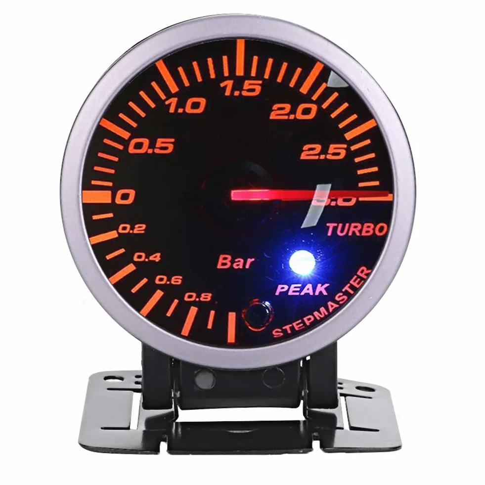 Medidor de Impulso Turbo LED, Universal Coche Medidor de Turbo Boost, DC12V Universales 60mm 2,5 Pulgadas Blanco Rojo