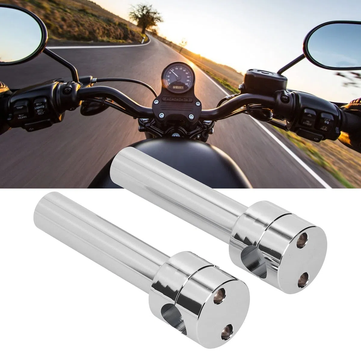 KIMISS Abrazaderas para Elevadores de Manillar de 25 Mm, Kit de Adaptador de Abrazadera de Montaje de Elevadores de Barra de Manillar de Aleación de Aluminio para Motocicleta (cromo)