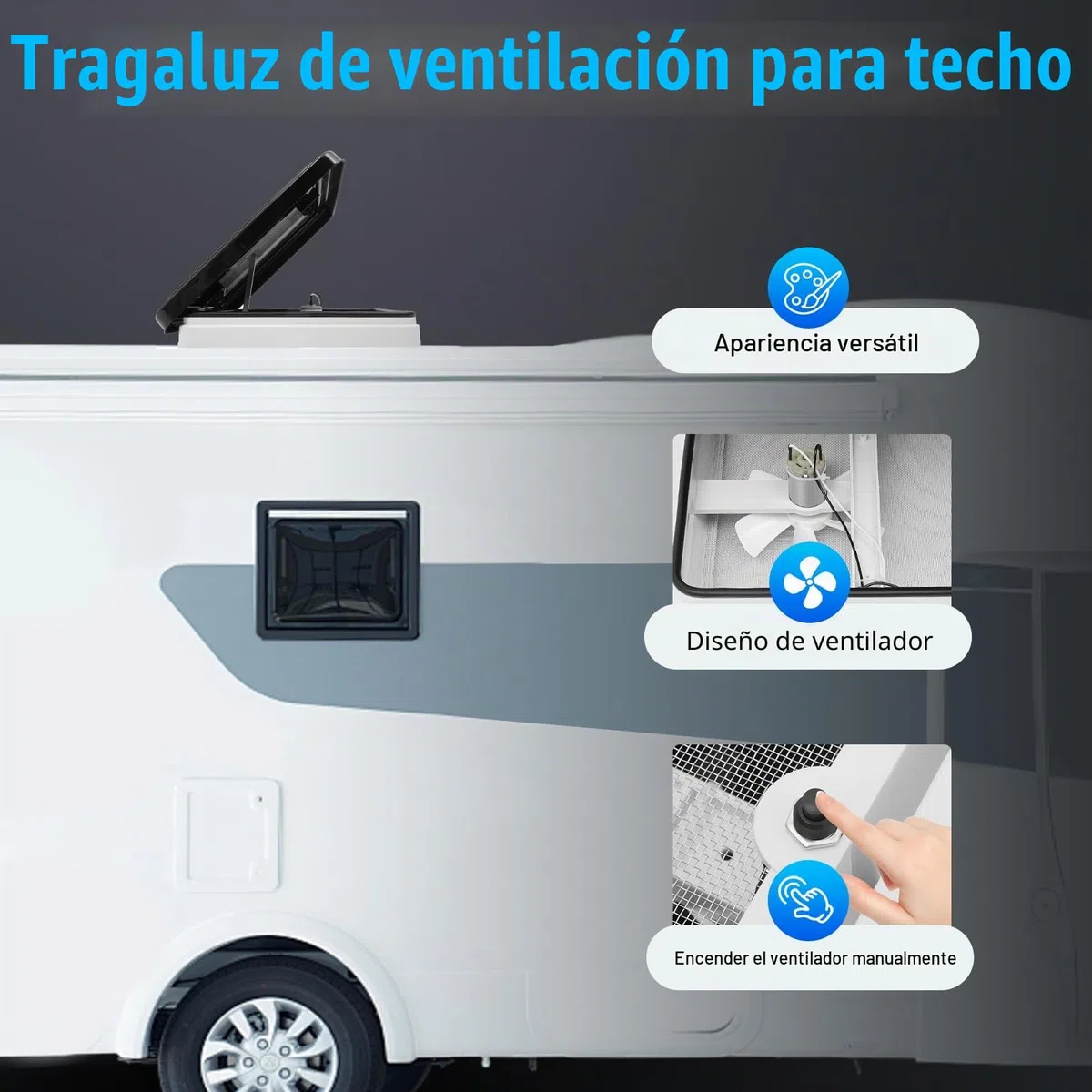 42 x 42 cm, Claraboya, Tragaluz de Techo, para Caravana, Transparente, con Ventana para Caravana, Autocaravana