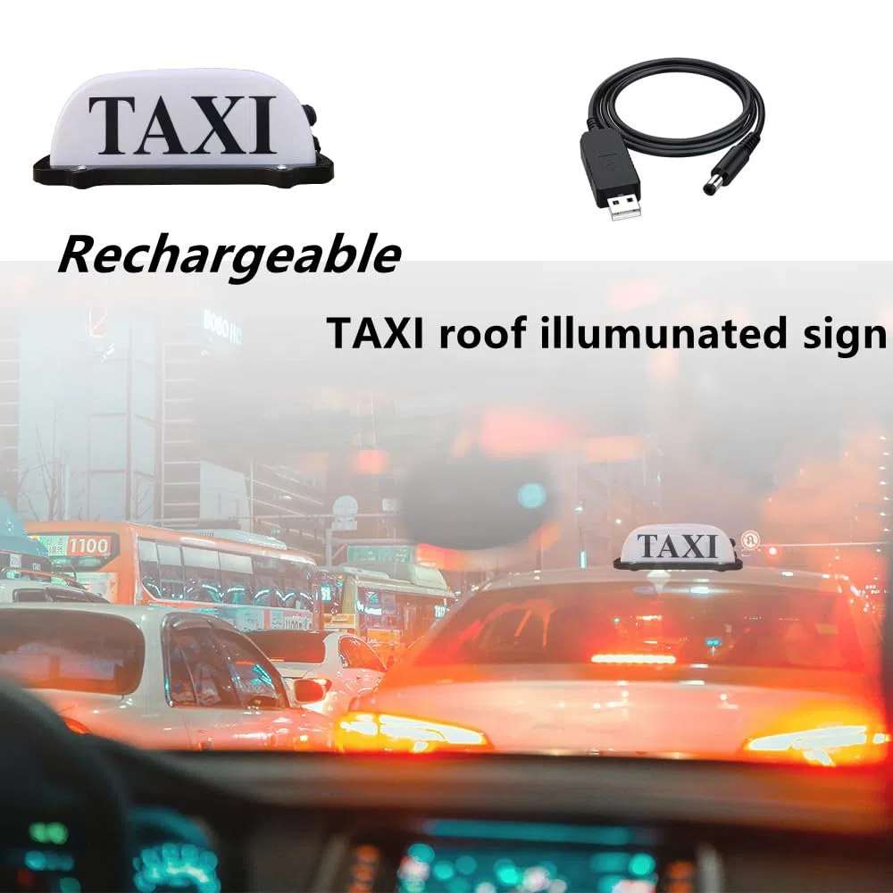 Luz De Señal De TAXI Para Techo De Coche, Luces De TAXI Recargables, Iluminación De TAXI Impermeable Sellada Con Base Magnética, Luz De Señal De TAXI AZUL/ROSA/VERDE/BLANCO (WHITE)