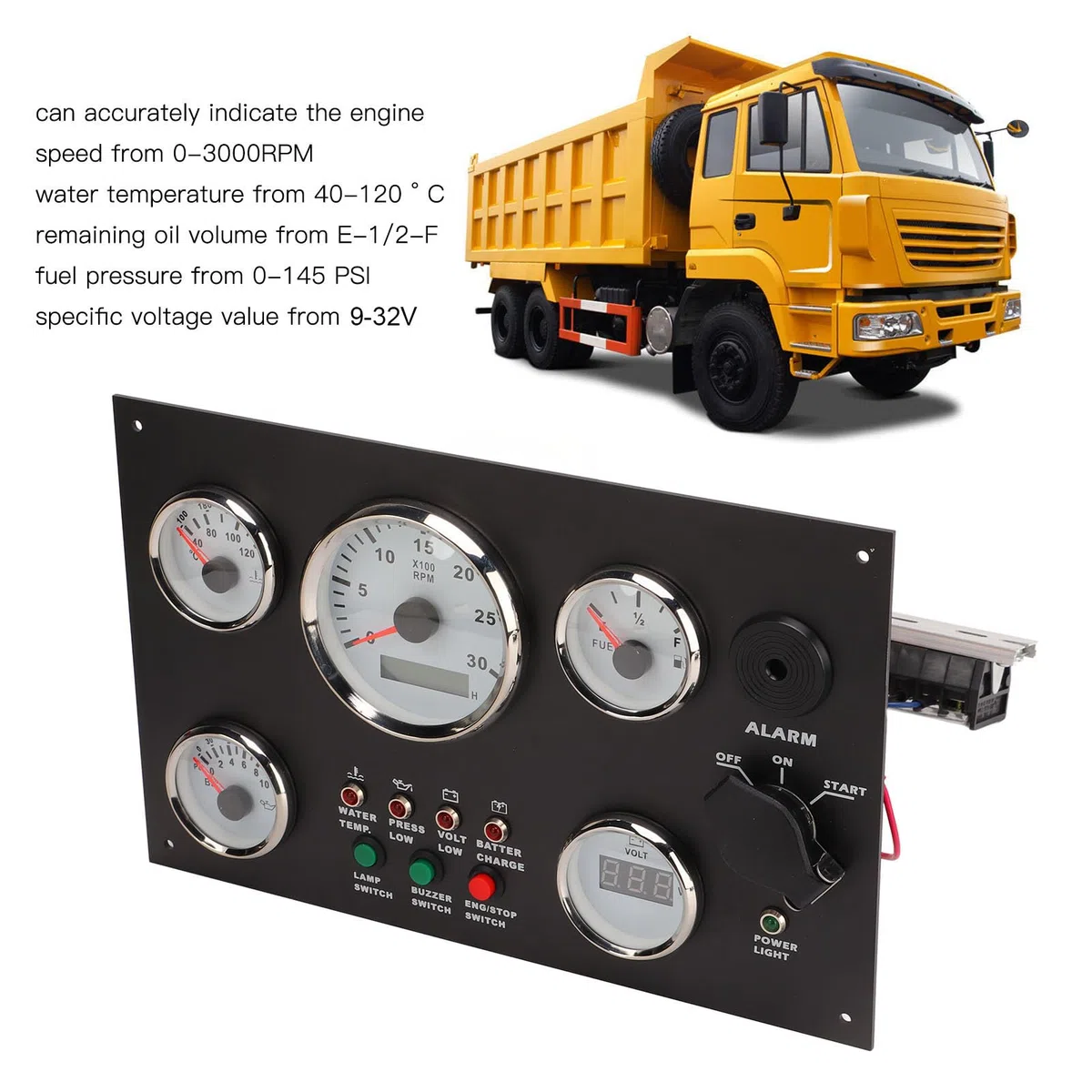 Panel de Instrumentos del Barco, Panel de Instrumentos del Tablero del Motor Valor de Voltaje Nivel de Aceite Volumen de Aceite Restante de Alta Precisión para el Generador(12V)