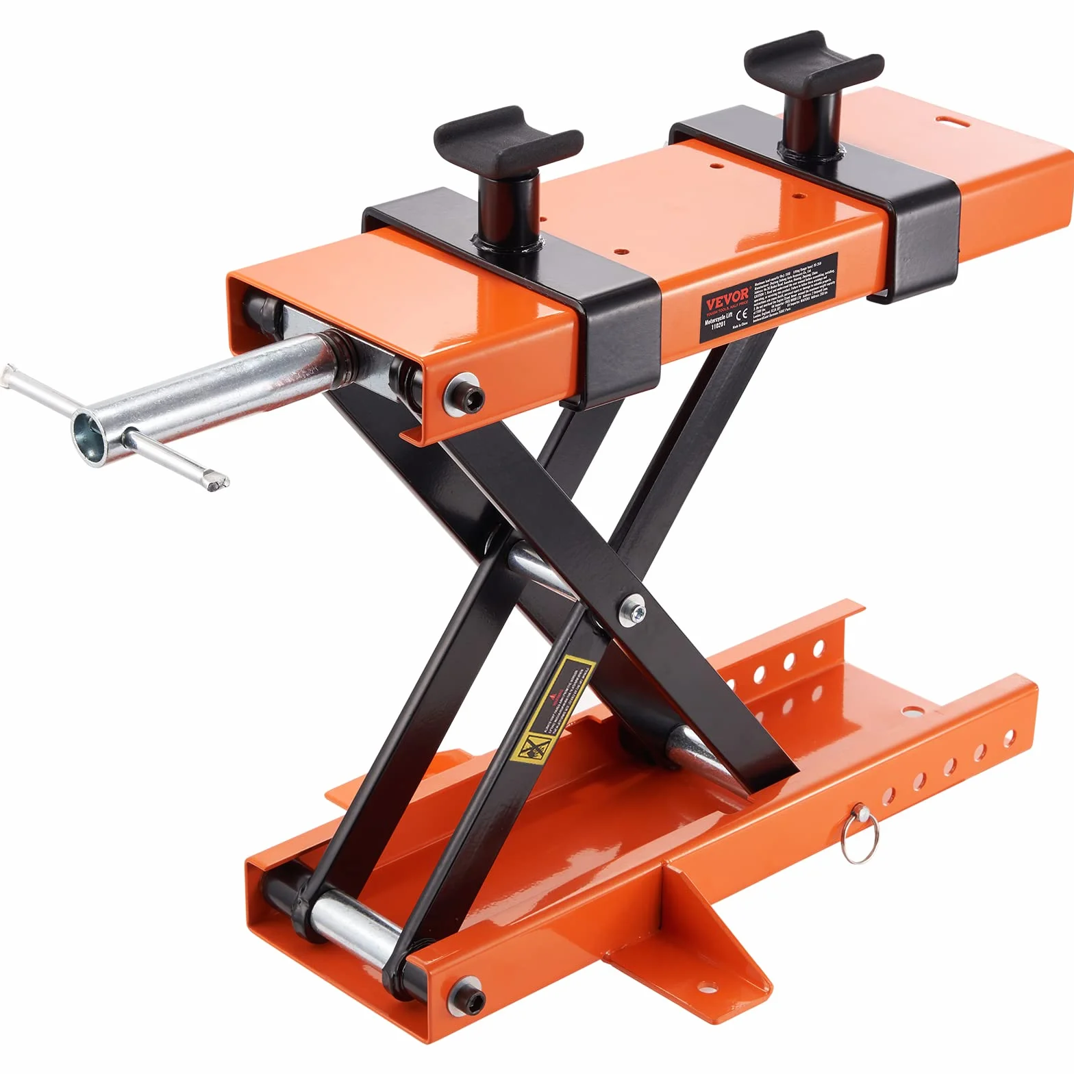 VEVOR Gato de Tijera para Moto Capacidad de 500 kg Elevador de Motocicletas Altura de Elevación 95-400 mm Mesa Elevadora de Moto con Manivela Extraíble para Taller de Mantenimiento de ATV
