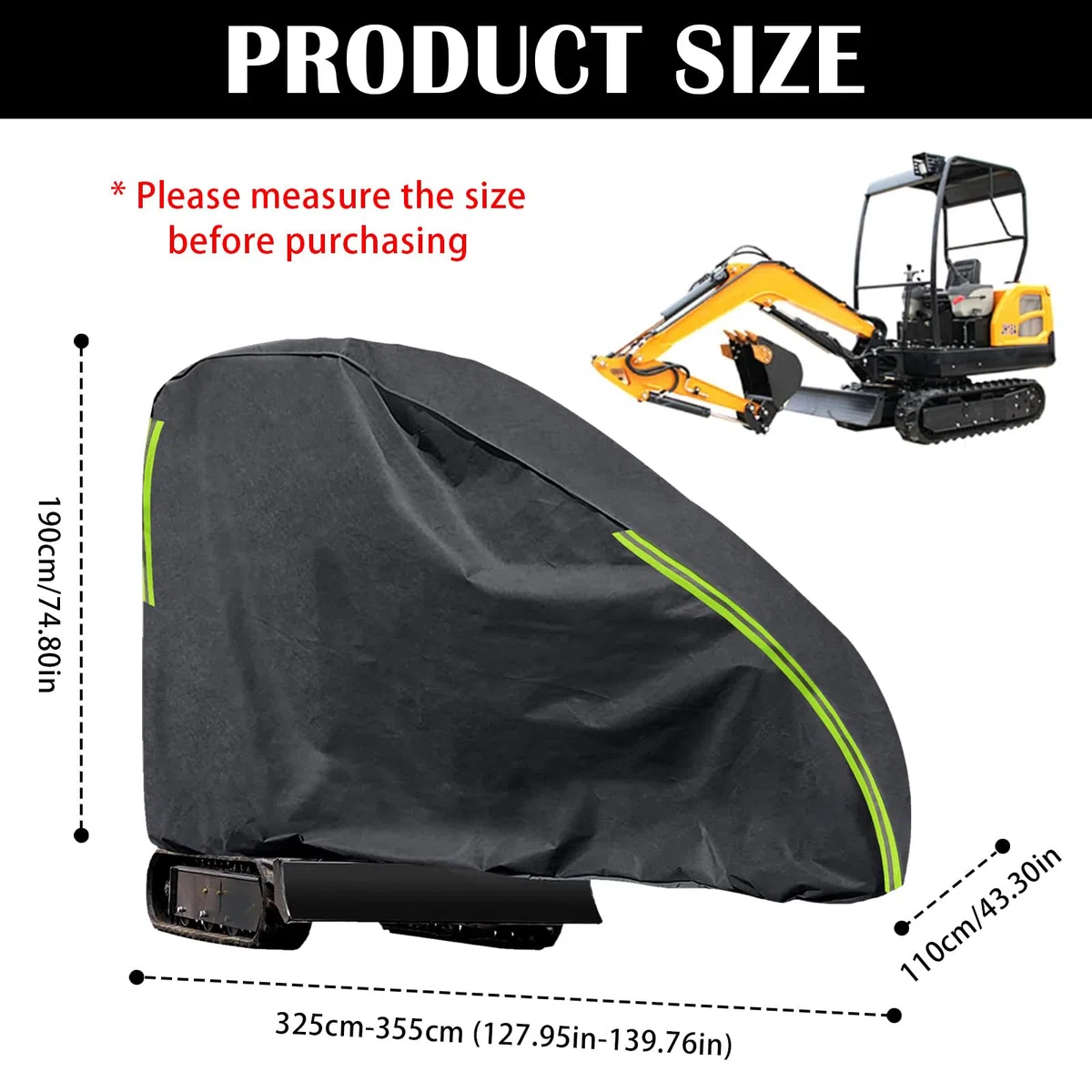 Cubierta de Excavadora, Cubierta 420D para Miniexcavadora 800-1600 kg, Lona Impermeable Y Transpirable para Excavadora, Cubierta de Miniexcavadora contra La Lluvia, La Nieve, El Viento