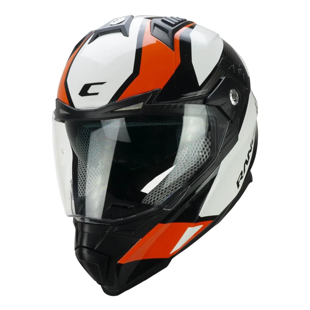 Casco Trail Moto CGM 666 Negro Blanco Naranja HOMOLOGACION 22.06 Talla S