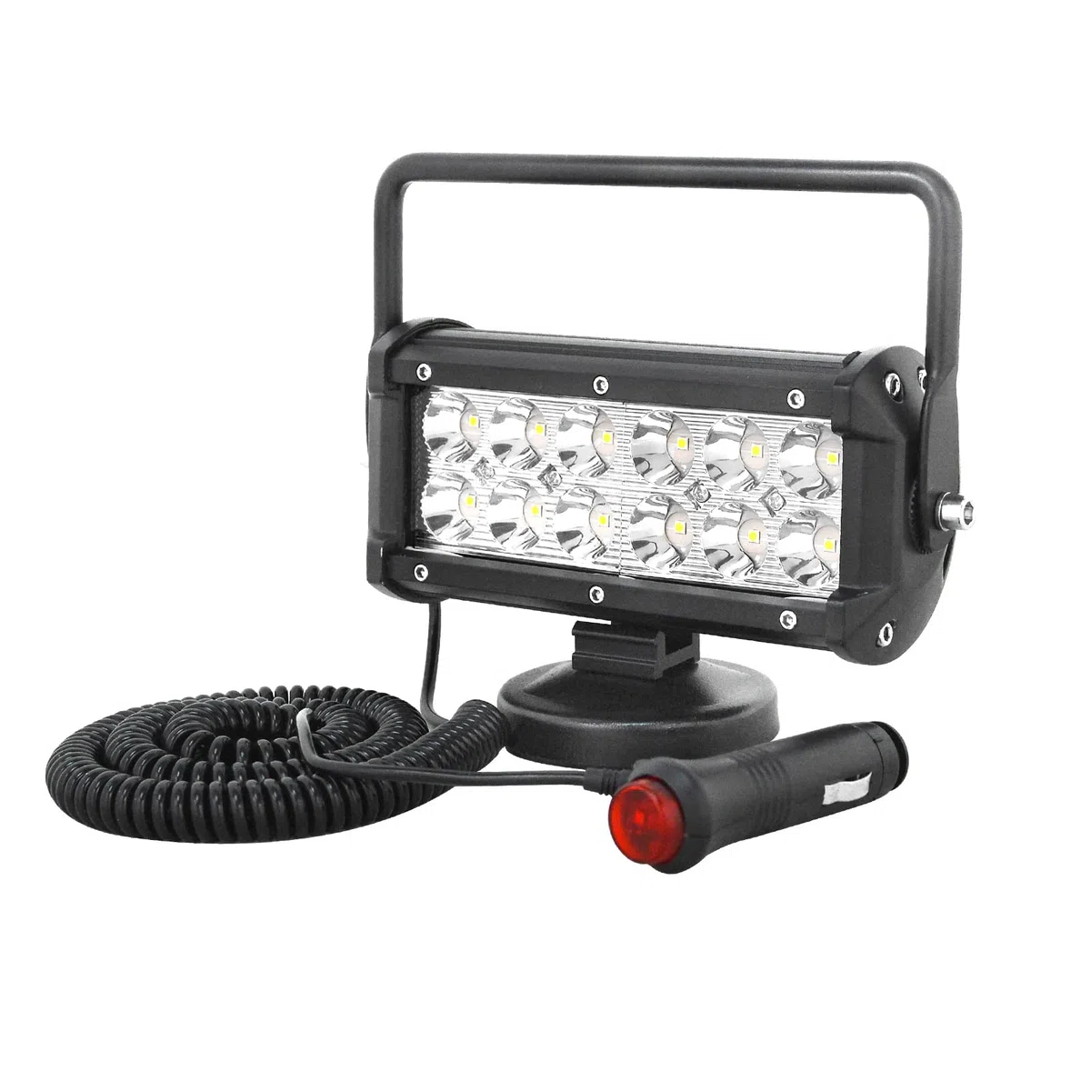 AUXTINGS 7 pulgadas 36W portátil LED punto de pieza haz offroad faro encendedor de cigarrillos interruptor con soporte de base magnético para coche, SUV, remolque, tractor, camión,12V 24V,6000K