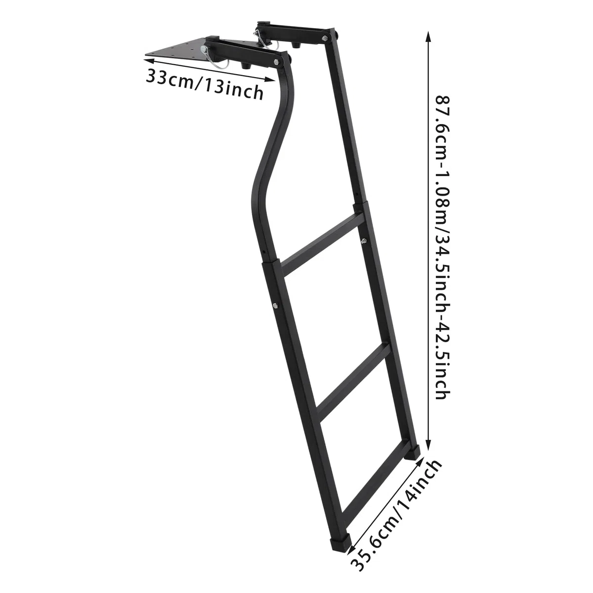Escalera para portón trasero, plegable, 300 kg, para camioneta, camión, 70-115 cm de altura, con pies de goma, color negro