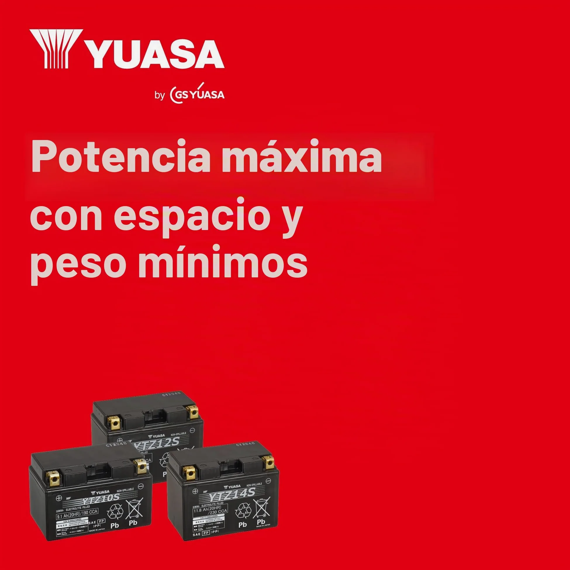 Yuasa YTZ6V 12V 90 CCA Batería de moto AGM libre de mantenimiento de alto rendimiento