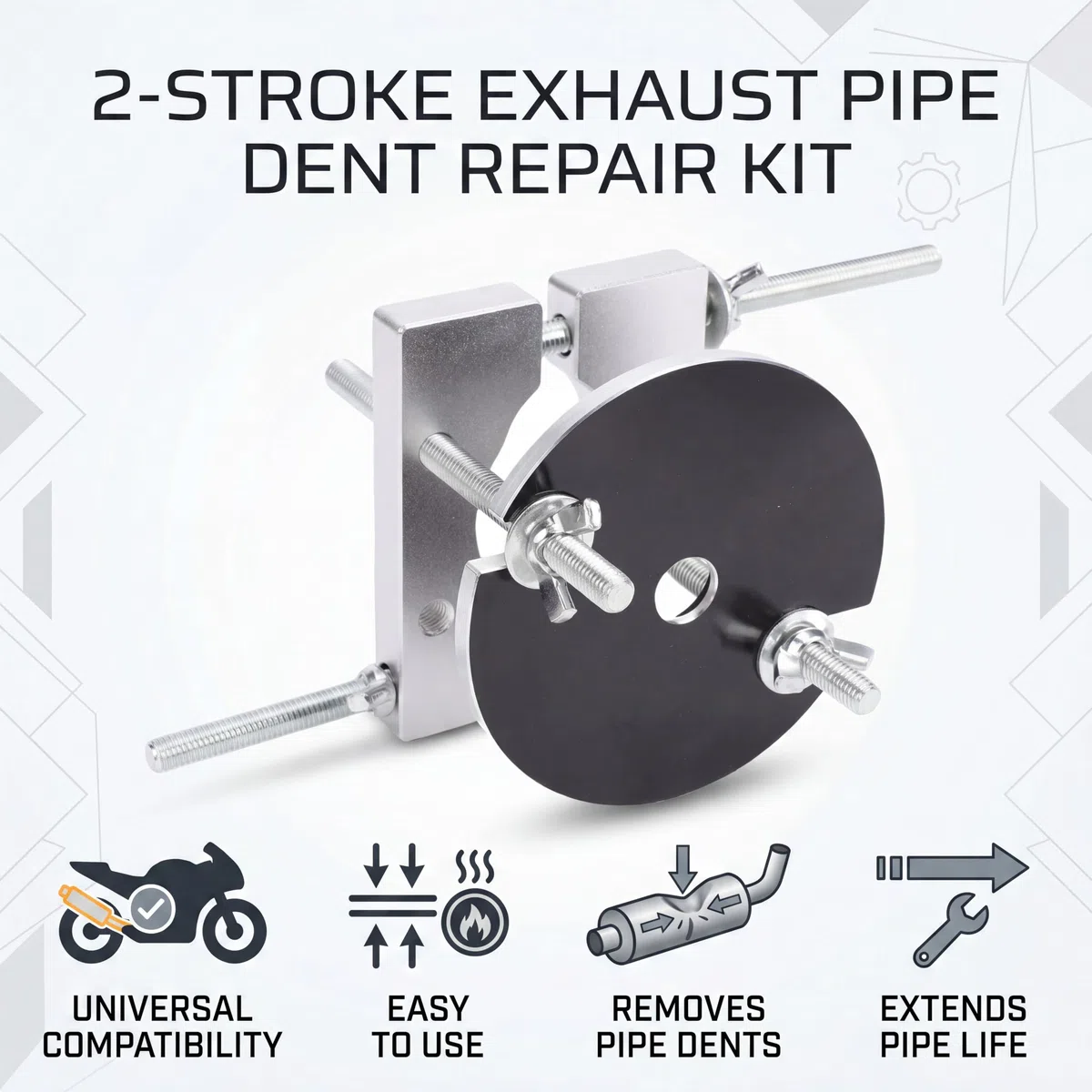 Kit de Reparación de Abolladuras de Escape de 2 Tiempos, Herramienta de Eliminación de Abolladuras de Tuberías de Motocicleta de Alta Resistencia para TE TC 125 250 300, Material Metálico,