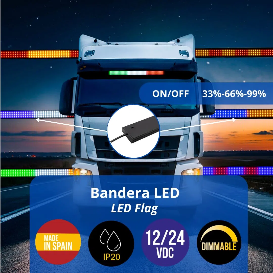 Banderas LED ESPAÑA 12-24V, 144 LED- Bandera Luminosa, Bandera CAMION