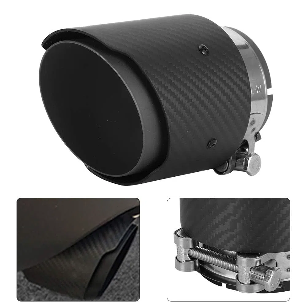 Garganta de Cola, Fibra de Carbono Entrada de 80 Mm Salida de 101 Mm Garganta de Cola Reemplazo de Punta de Tubo de Escape Mate de Lado Recto para CX5 CX4 (Todo negro mate)