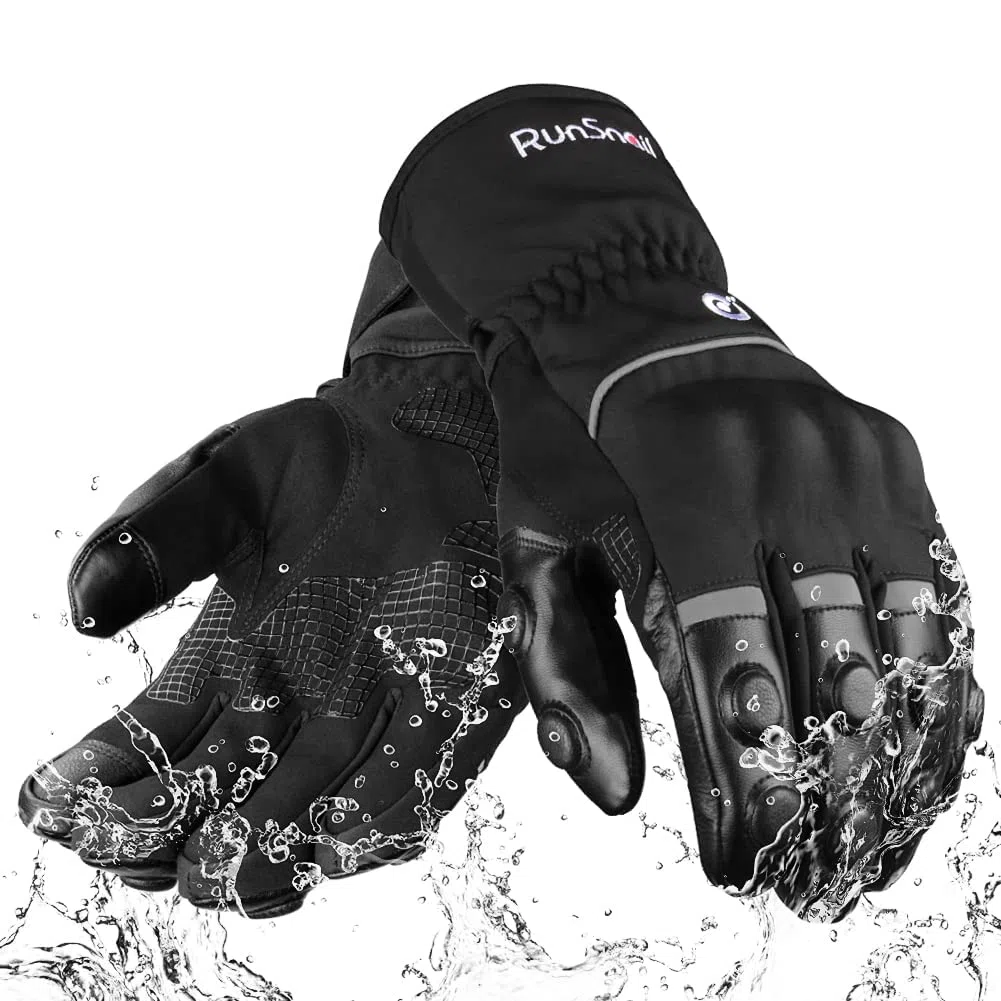 2KP CE Guantes de Moto Invierno para Hombre y Mujer, Guantes Moto Impermeables Prueba Viento Cálidos Guantes Motociclista con Puño Largo y Protección Dura en Los Nudillos Guantes Pantalla Táctil