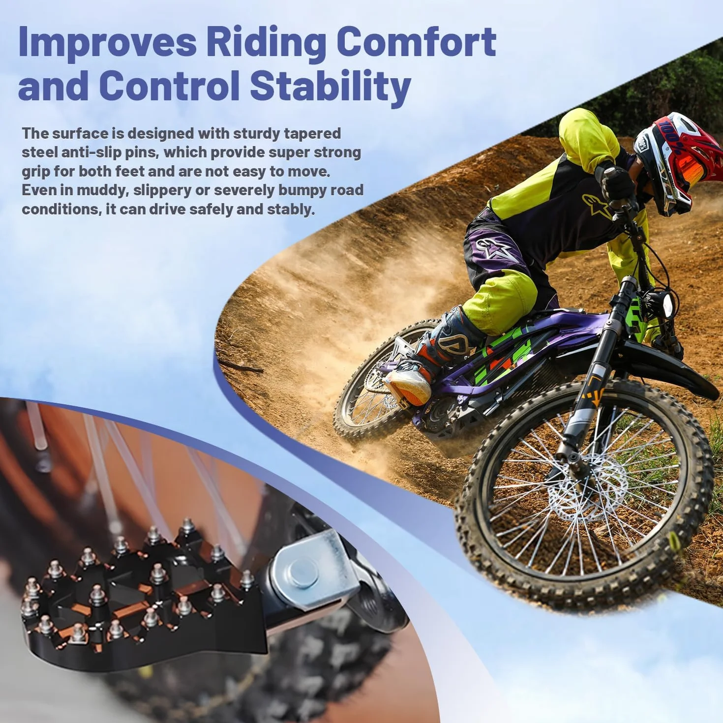 1 Par Estriberas Moto para Ducati Scrambler Desert Sled 2017-Present, Reposapiés de Motocross Pedales de Carreras Antideslizantes Accesorios de Repuesto Moto Kit