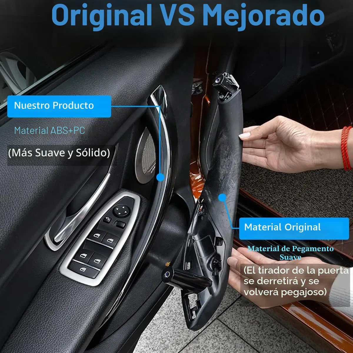 2PCS Compatible con Tirador Puerta BMW Serie 3 F30 F31 F34 F80 Manijas Para Puertas Izquierdo+ Tirador Puerta Derecha Serie 4 F32 F33 F36 F82 F83 Manillas Puertas Interior-Negro