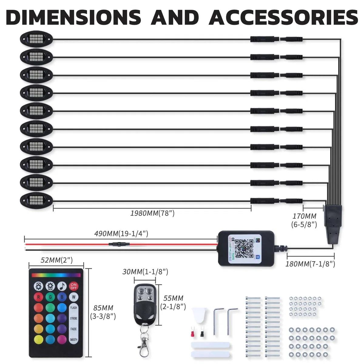 10 Pods RGB LED Rock Light, 60 LED de Alto Brillo Kit de neón a Prueba de Agua de la luz del Coche con Control de App/RF luz de la Roca de 16 Millones de Colores para SUV vehículos Todo Terreno