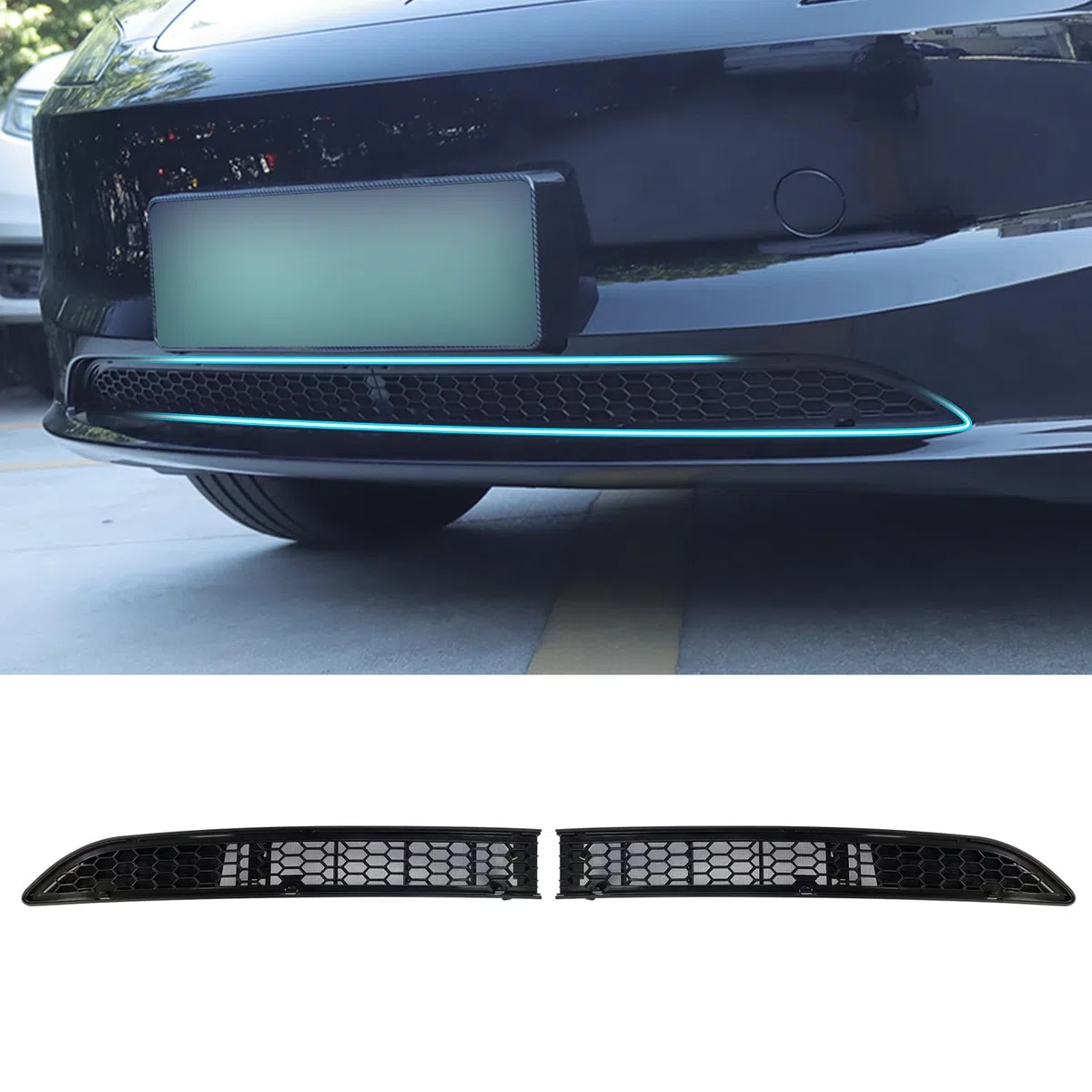 Arcoche Rejillas Frontales de Radiador Malla de Parrilla Frontal Para Tesla Model 3 2025 2024 Highland, Inserciones de Parrilla Delantera Cubierta Parrilla Delantera Para Model 3 Accesorios