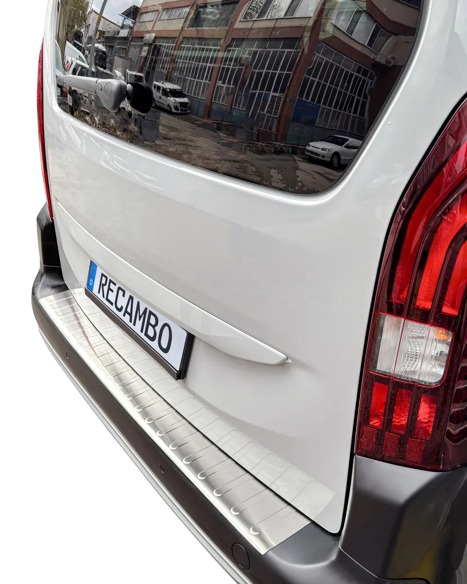 RECAMBO | Protector de Parachoques Trasero | Compatible con Peugeot Rifter | a Partir de 2018 | Acero Inoxidable Mate | Protección Borde de Carga