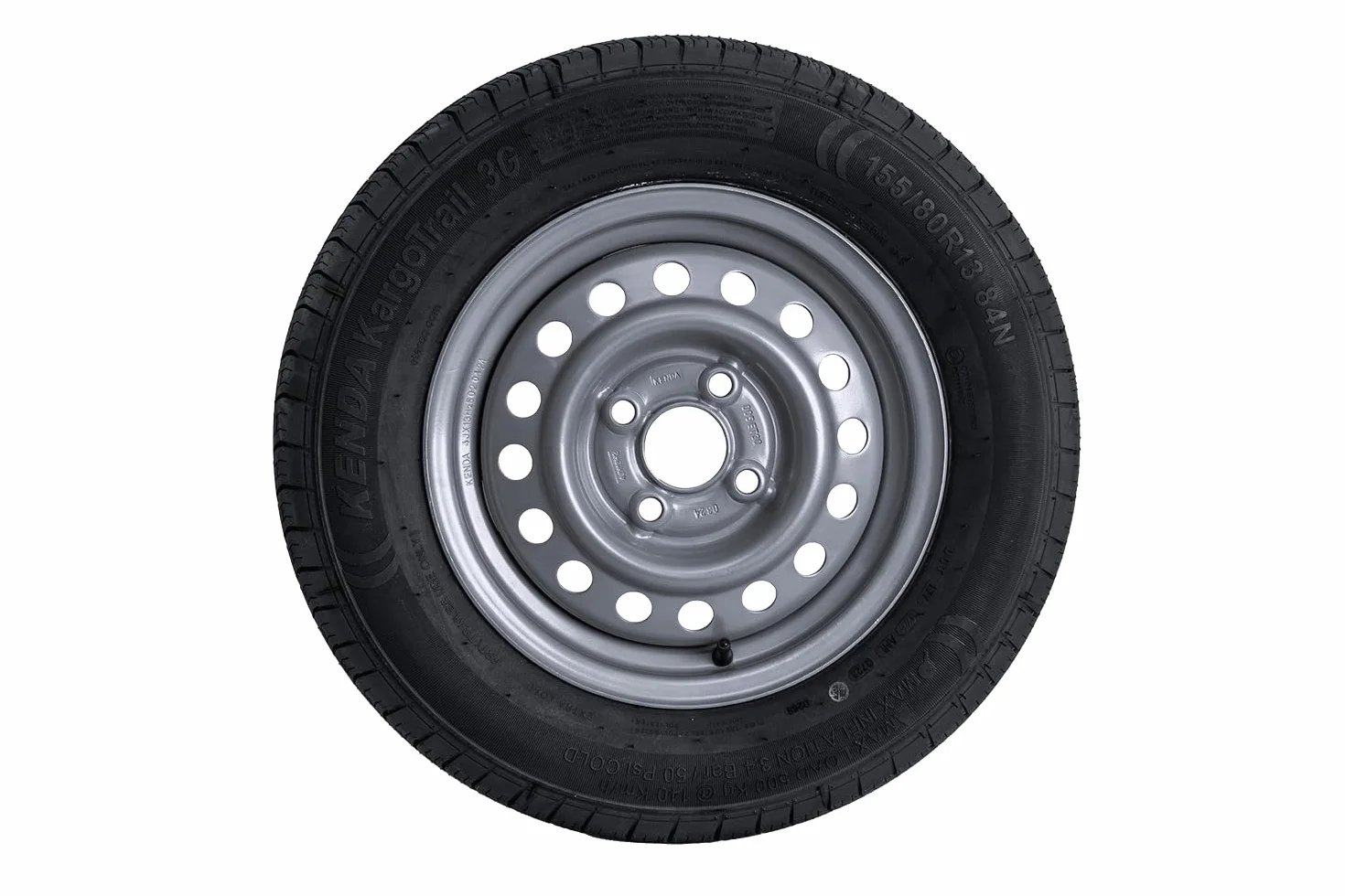 KENDA Rueda Completa para Remolque 155/80 R13 84N con Llanta de Acero 4Jx13 4x100 ET30, Carga Máxima 500 kg, Ideal para Remolques Ligeros y de Camping