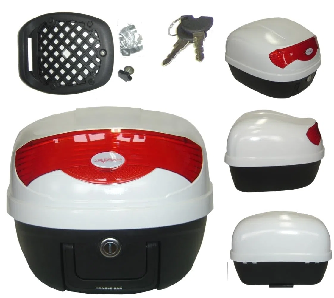 Caja de Equipaje para Moto de la Parte Superior Universal 29lt 3,5 kg, Dos Llaves, Color Blanco de A-pro