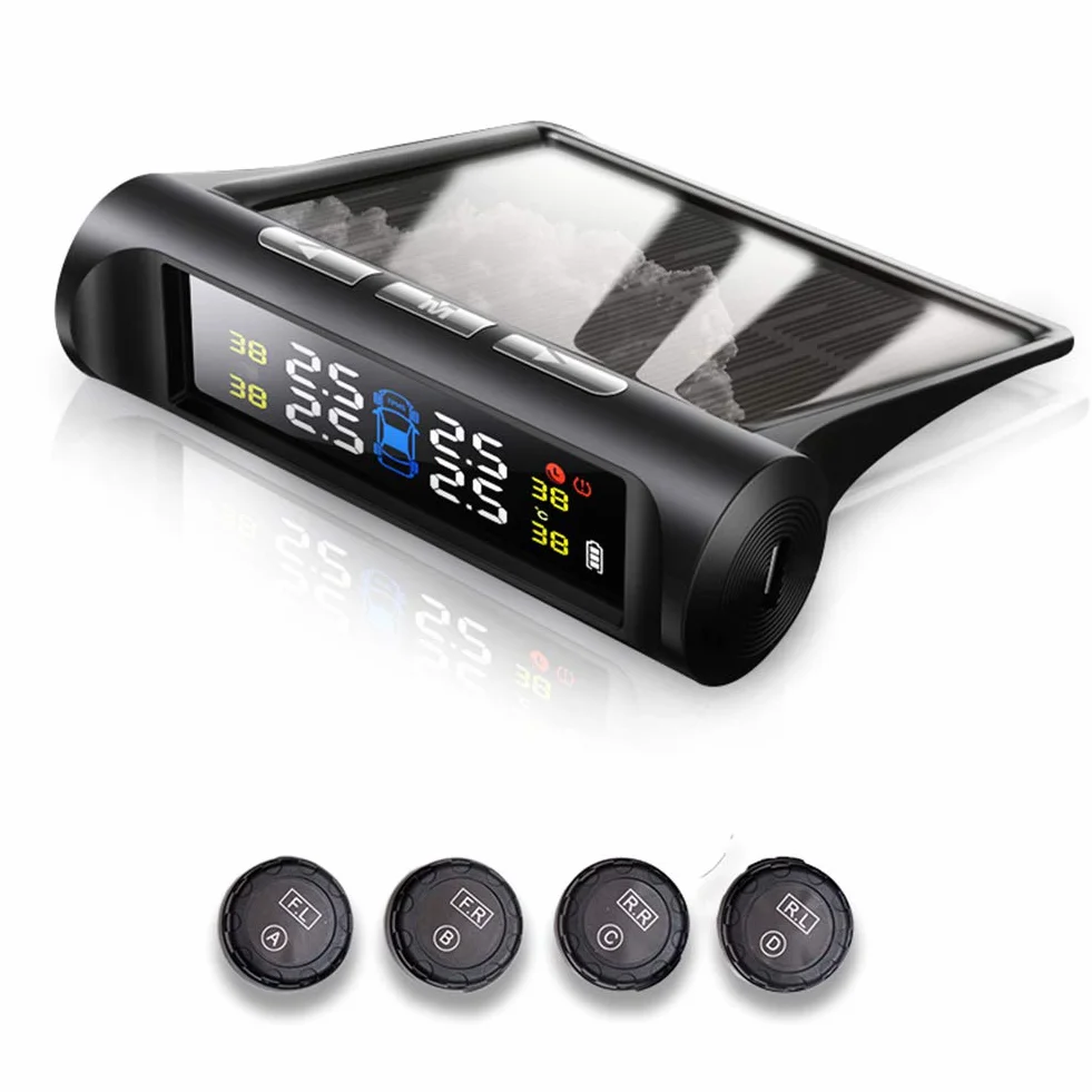 de Monitoreo de Presión de Llantas, Tpms Monitor C240 ​​ de Monitoreo de Presión de Llantas con Sensor Tpms Externo para Automóvil con Energía Solar para de Monitoreo de