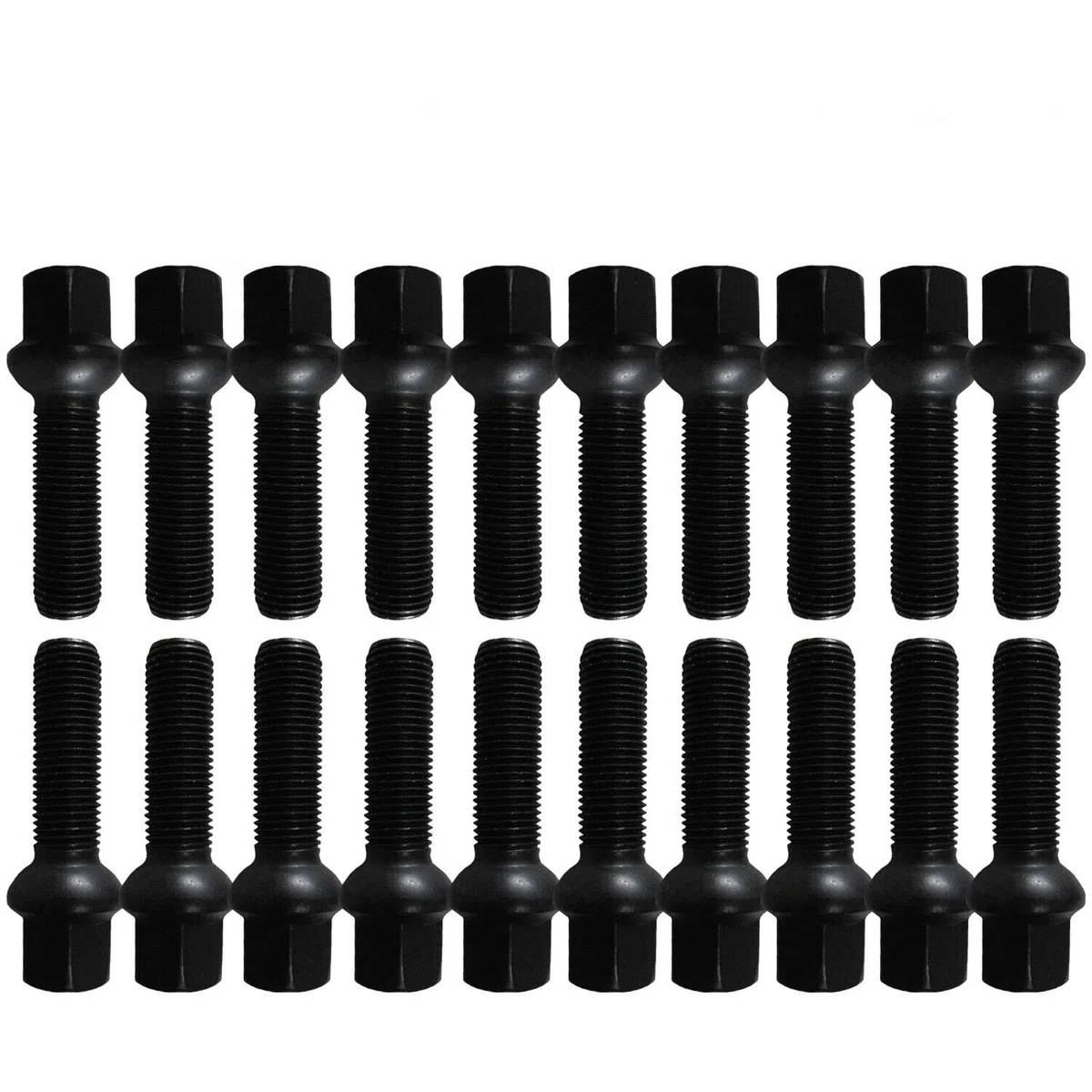 TRACER 20 tornillos de rueda negro R14 M14 x 1,5 60 mm compatible con Volkswagen, Porsche, Audi, Mercedes