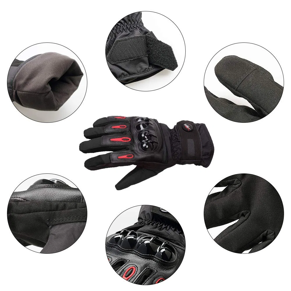 2KP CE Guantes de Moto para Hombre Mujer, Guantes de Moto para Primavera, Guantes Moto Impermeables a Prueba Viento Guantes Térmicos con Pantalla Táctil con Nudillo Duro para Motocross Racing BMX MTB