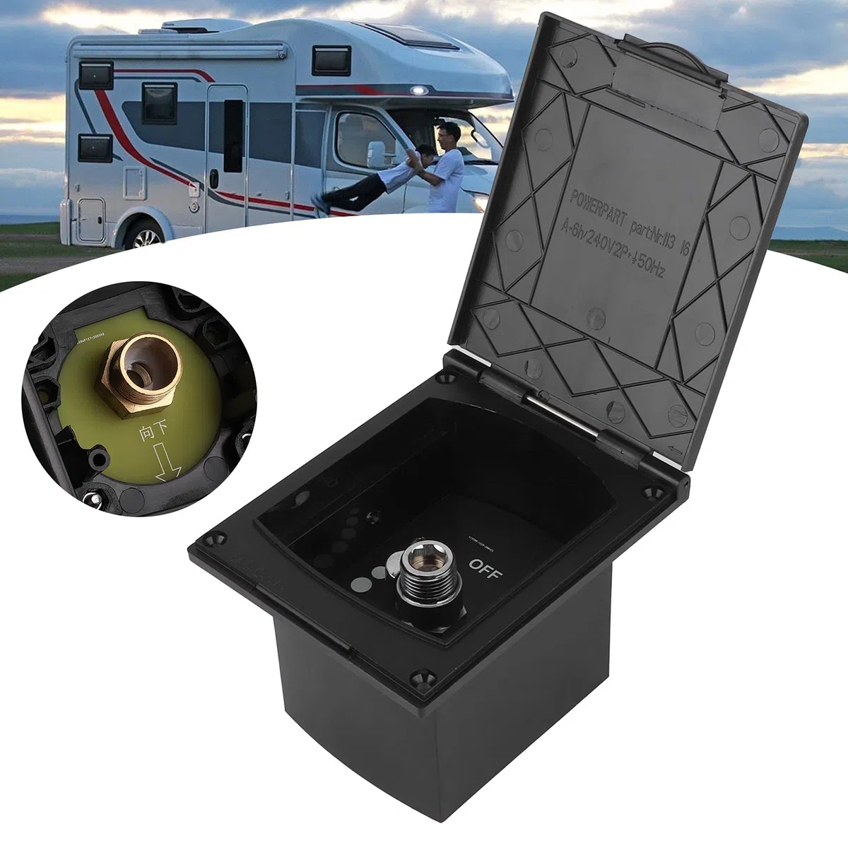 Caja De Salida De Agua Para Caravana, Autocaravana Caja De Ducha Exterior De 1/2 Pulgada Conexión Rápida Tanques De Agua Dulce Puerto De Entrada Y Salida Sin Manguera De Ducha / Cabezal Para Barco RV