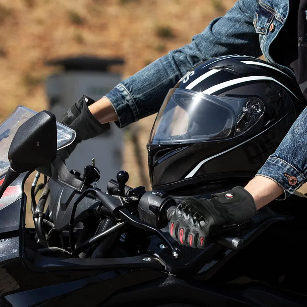 2KP CE Guantes de Moto para Hombre Mujer, Guantes de Moto para Primavera, Guantes Moto Impermeables a Prueba Viento Guantes Térmicos con Pantalla Táctil con Nudillo Duro para Motocross Racing BMX MTB