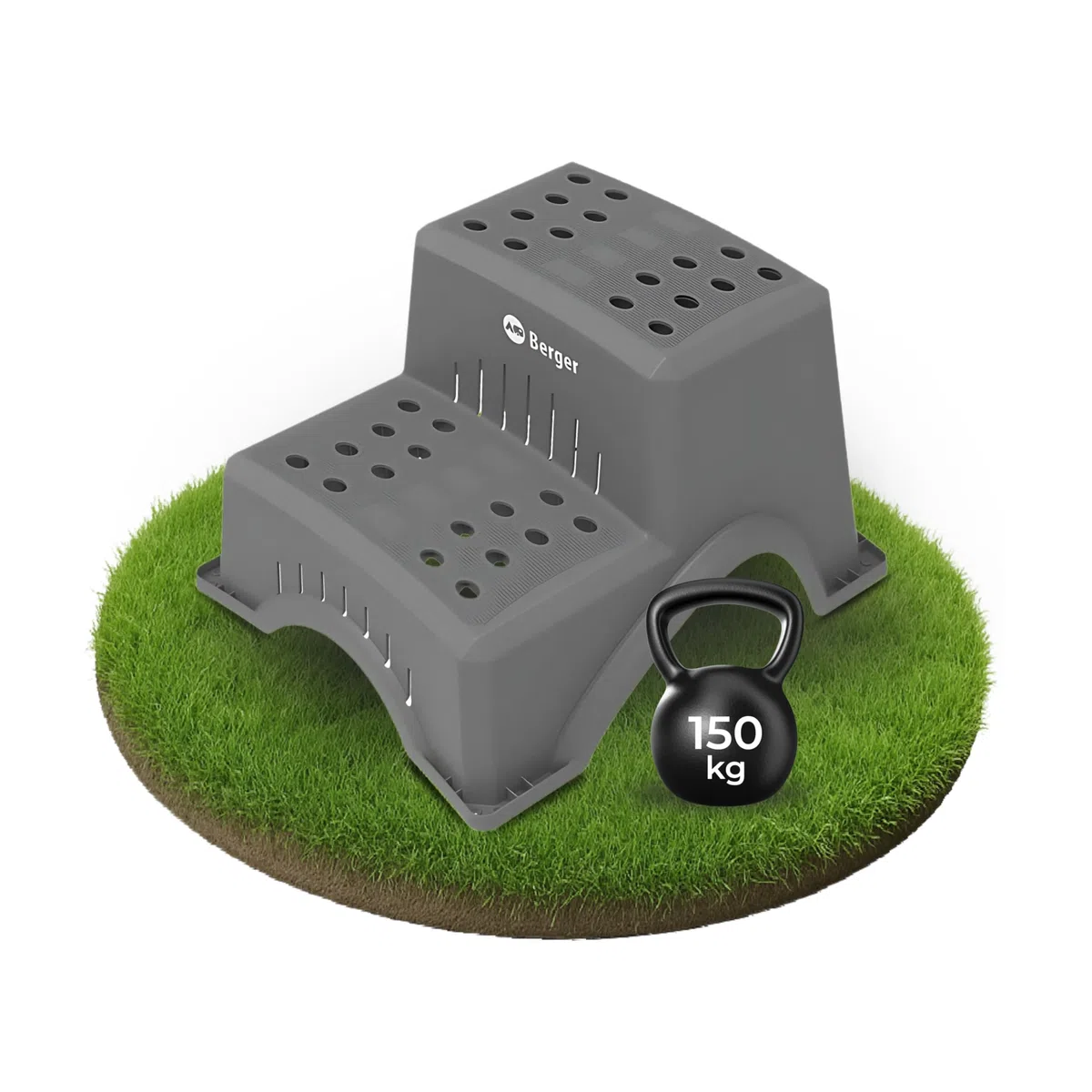 BERGER | Escalón Doble para Caravanas - Escalera Caravana Estable, Robusto y Antideslizante, Soporta hasta 150 Kg, Ideal para Autocaravanas y Caravanas